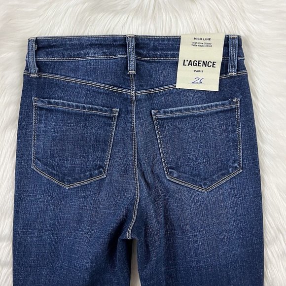 L'Agence Women's Size 26 Dark Wash High Line Mariner Skinny Denim Jeans - Picture 9 of 12